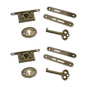 Xian832 Quluxe Mini Locks Set - Decorative Antique Cabinet 56 X 19 8 Mm Bronze