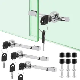 22404763 Ranjaner 3 Pcs Sliding Glass Door Lock Display Case With Key Security Silver