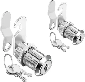 Sartatue 793101611960 Cabinet Cam Locks Keyed Alike 1-1/8ftft Fits On 7/8ftft 1-1/8 Inch 2pcs Silver