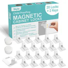 Ml-20 Skyla Homes Magnetic Cabinet Locks Baby Proofing Child Safety 20 Pack White