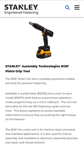 B33la19-55 Stanley B12pp-14 Cordless Nutrunner Max 14nm