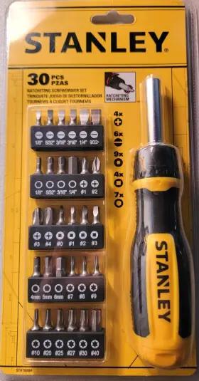 Stht60084 Stanley 30 Pc. Assorted Ratcheting Screwdriver Set New Sealed