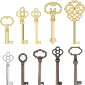 699968 Styquenzer Skeleton Key Set 10 Pcs Keys Hollow Gold Silver Bronze