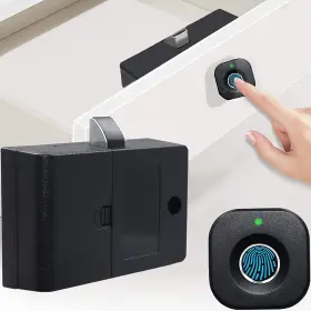 Sumnew 761062942386 Bluetooth Fingerprint Cabinet Lock Smart Biometric Keyless Hidden Black