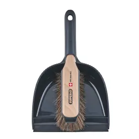 Superio 810541006689 Swiss Natural Horsehair Brush And Dustpan Black