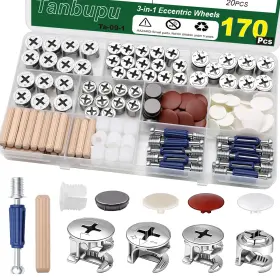170pcs-sliver Tanbupu Cata-09-1 170pcs Cam Locks For Furniture 3-in-1 Eccentric Nickel-plated