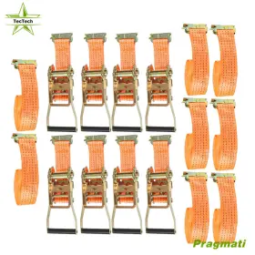 Pr3840060 Tectech Ratchet Straps 8 Pcs 2 Inch 15ft 4400lb Tie Down Polyester Heavy Duty Strap New