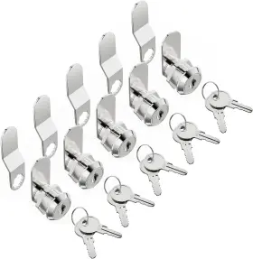 Tyi 756014972139 Cabinet Cam Lock Set 5 Pack Keyed Alike 5/8 Inch Chrome