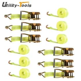 Ut3307170 Utility-tools 6pcs 2 Inch 15ft 5000 Lb Ratchet Straps With J Hook Heavy Duty Tie Downs Yellow