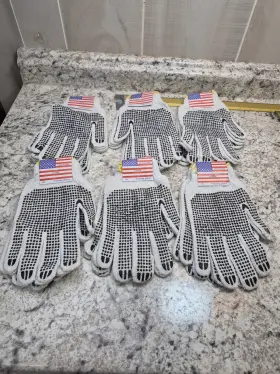 224-0980 Utopia 6 Pair Pvc Dot Cotton Knit Work Gloves White Black Grip Utility