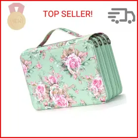 Vomgomfom 700390388299 200 Slots Pencil Bag 4-layer Zipper Portable Art Supply Organizer Pu