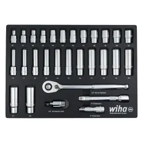 33895 Wiha Tools Usa 29 Piece 1/2in Drive Professional Standard And Deep Socket Tray S