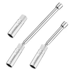 W074531ae Workpro 3pc 14mm Spark Plug Socket Magnetic Swivel Thin Wall Set Silver