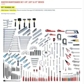 Wright Tool 076799001221 122 Master Maintenance Set 368-pieces Tools Only