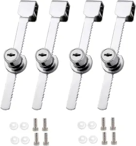 Qiys-5 Wvapzwr 4pcs Sliding Glass Door Ratchet Lock Keyed Alike Showcase Display Sliver