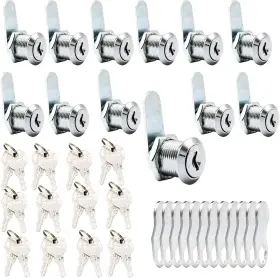 Bt0308-d-12 X-haibei 12 Pack Cabinet Cam Locks Keyed Alike 7/8 Inch Cylinder L Silver