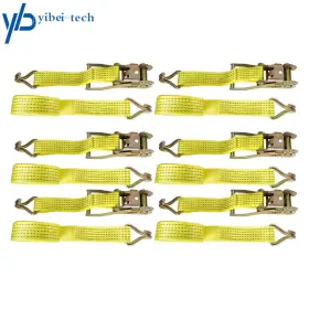 Yi167755t Yibei-tech 2 Inch 15ft 5000 Lb Ratchet Straps With J Hook Heavy Duty Tie Downs Yellow 6pcs