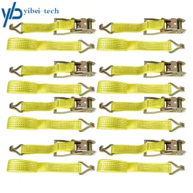 Yi167769t Yibei-tech Yellow 2 Inch 15ft 8 Pcs Ratchet Straps With J Hook 5000 Lb Heavy Duty Tie Downs