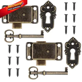 5321pddr0122 Zelphvt 2 Sets Skeleton Key Lock Antique Bronze Vintage Cabinet