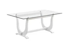 Kings Brand Furniture - Elmer Trestle Dining Room Table, Glass / White Wood New. Price: $525.99.