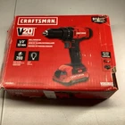 Craftsman CMCD700C1 1/2IN 20V Cordless Drill/driver With Accessories Open. Price: $39.95.