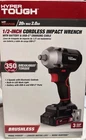 Hyper Tough 20V Max Compact Brushless 1/2-INCH Impact 2.0AH Lithium New. Price: $59.00.