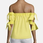 Milly Yellow Bow Sleeve Details Off-the-shoulder Neckline Top Size Pre-owned. Price: $12.99.