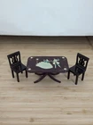 Renwal Brand Dollhouse Dining Table Brown Dancing Two Chairs Plasco Toy. Price: $12.00.