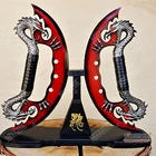 Double Fire Medieval Dragon Blades With Tabletop Wood Display Stand New. Price: $74.95.