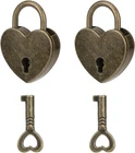 Mozeat Lens 2PACK Mini Antique Bronze Heart Shaped Padlocks With Key, 2PCS New. Price: $9.95.