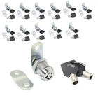 12 Pack Tubular Cam Locks Keyed Alike, Cylinder 7/8", Silver New. Price: $59.23.